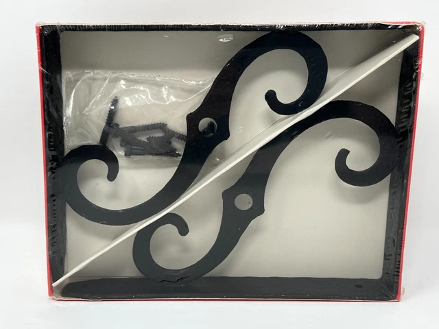 Vintage Forged Iron Black Ornamental Brackets Pair Sears Craftsman 8" x 6"
