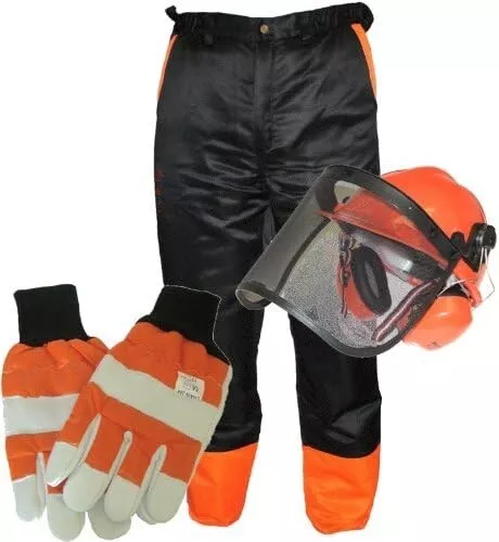 Chainsaw Safety Kit includes Chainsaw Chaps, Gloves and Protective Helmet