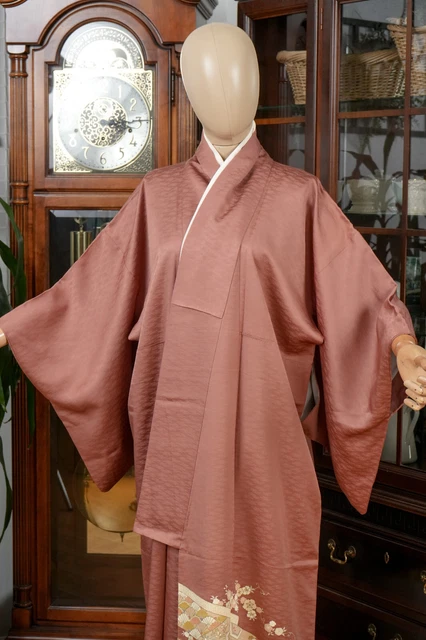 Dear Vanilla Japanese Silk Tomesode Kimono Women's Authentic Japan Vintage Mint 2