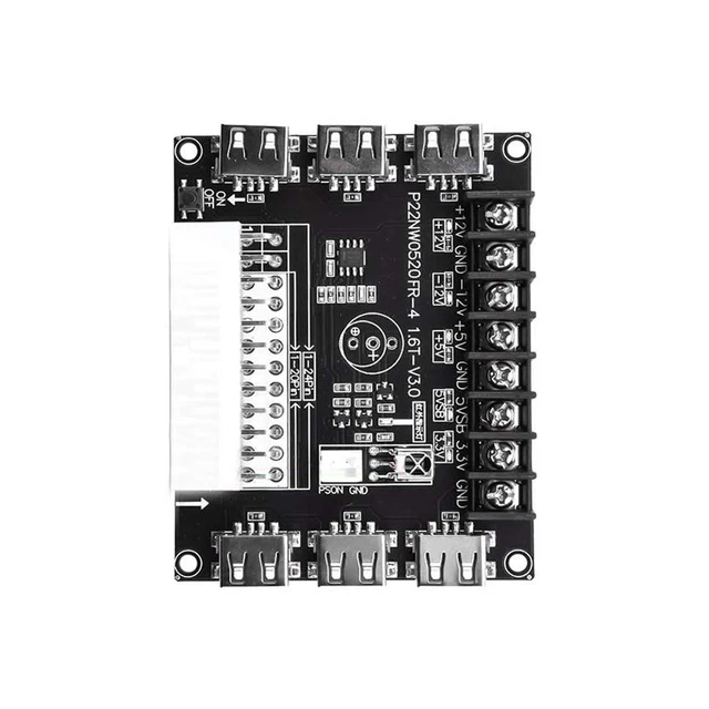 24 PINS ATX Power Supply Breakout Board Adapter Power Connector USB