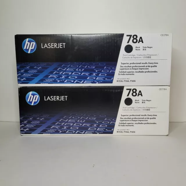 Lot of 2 Genuine HP Laserjet 78A Black Toner Print Cartridge CE278A - New Sealed