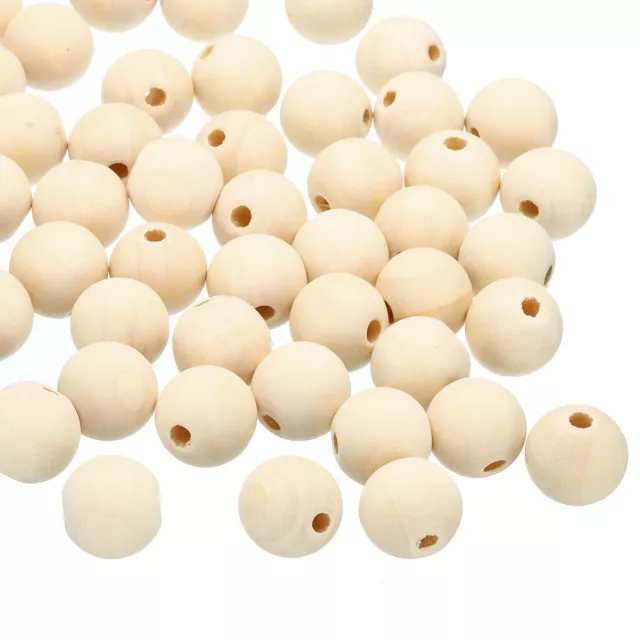 18mm Natural Wood Beads, 350 Pack Unfinished Wooden Beads Round Loose Beads