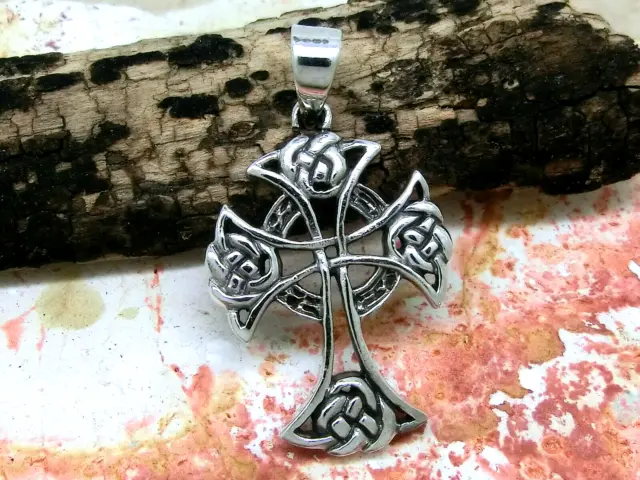 Keltisches Kreuz 925 Sterling Silber Anhänger Kette massiv Kelten