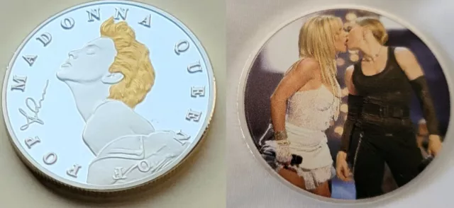 Madonna Gold Silver Coin Signed Legend Britney Old Pop Music 80s Retro Sexy Kiss