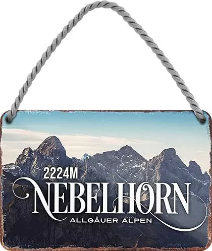 Blechschild "Nebelhorn Allgäuer Alpen 2224M" Deko Geschenkidee