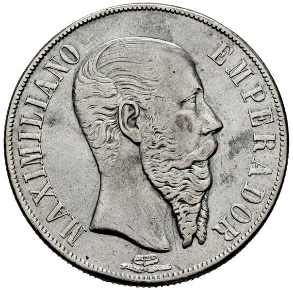 Empire of Maximilian * 1 Peso Silver * 1867 Mo-M * Mexico City Mint Scarce! Empire of Maximilian * 1 Peso Silver * 1867 Mo-M * Mexico City Mint Scarce!