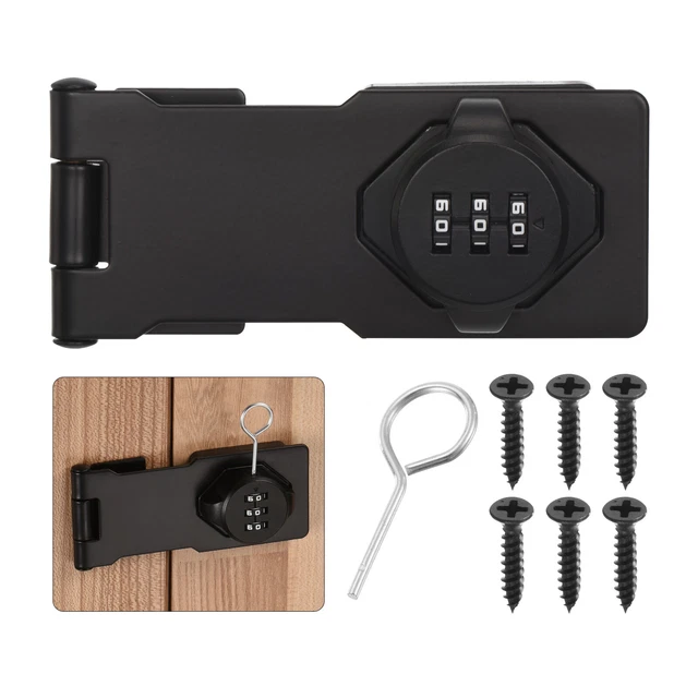 Password Hasp Locks, Cabinet Door Combination Lock, Barn Door Lock Latch Black