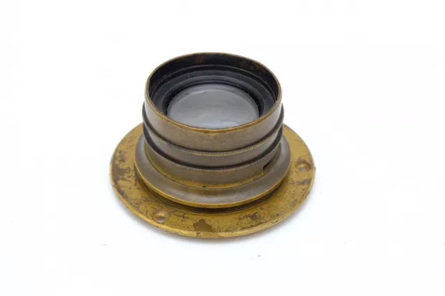 Antique Brass Camera Lens, Cooke Triplet Type. Unmarked.