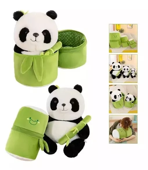 Cute Bamboo Tube Panda Plush Toy Stuffed Tearful Panda Plushie Doll Pillow Gift