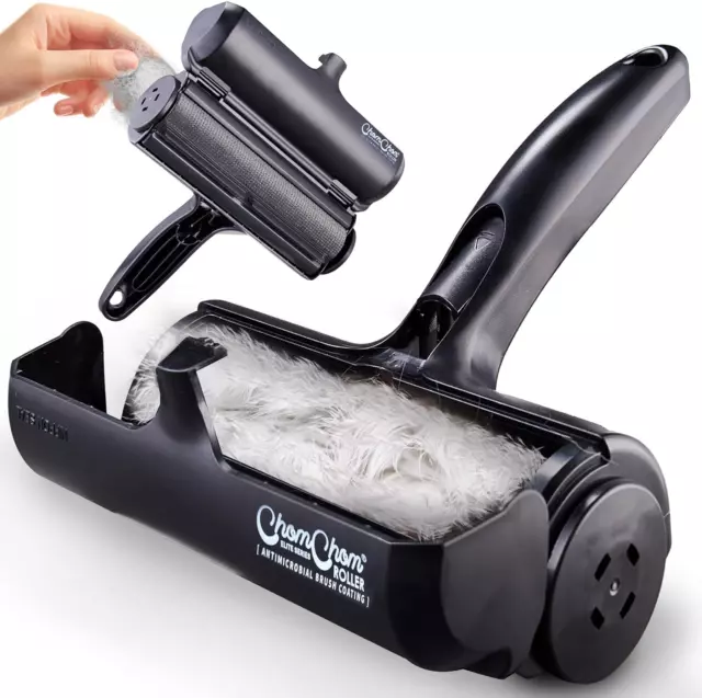 Chom Chom Roller Pet Hair Remover and Reusable Lint Roller - Black Chomchom Cat