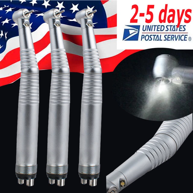 3X 4Hole Dental LED Light Handpiece Standard Push Button 3W Handpiece US Stock