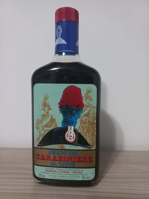 Bottiglia Vintage Amaro Del Carabiniere  Al Caffe' Prodotto Da Sassano & Pagani