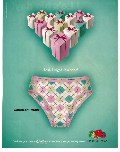 LINGERIE PRINT AD FRUIT OF THE LOOM panties cotton stretch packages 2008  vtg $2.52 - PicClick