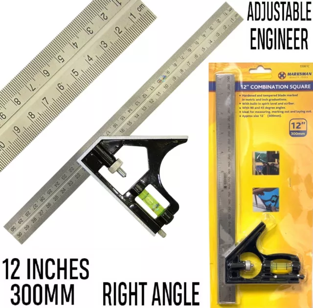 Combination Square adjustable 12" (300mm) Combination measuring set Square