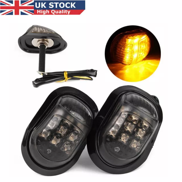 1 Pair 9 LED Motorcycle Motorbike Flush Mount Turn Signal Indicators Amber Light