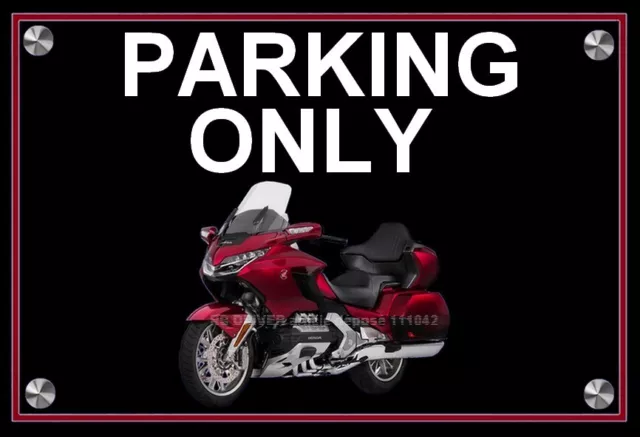 plaque " PARKING ONLY HONDA 1800 GOLDWING ( 2018 ) rouge  " idée anniversaire