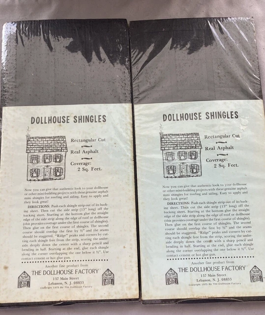 Dollhouse Miniature 2 Packs Roofing SHINGLES BLACK Asphalt RECTANGULAR CUT