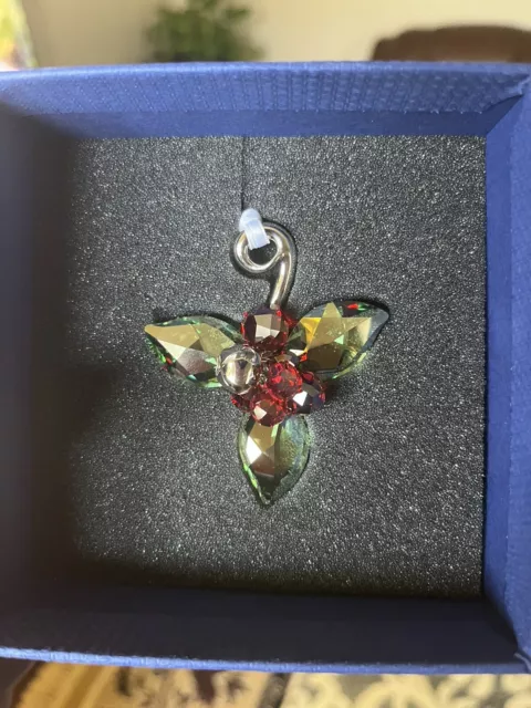 Swarovski Crystal Mistletoe Christmas Ornament, Red And Green, NIB