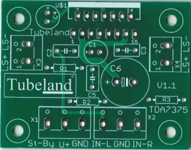 TDA 7375 2X37 Watt Batterie Endstufe 2023 -Tubeland  Leiterplatte OHNE Bauteile