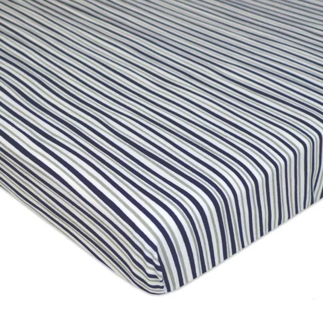 American Baby Co. Cotton Jersey Knit Fitted Playard Sheet – Grey Stripes 2