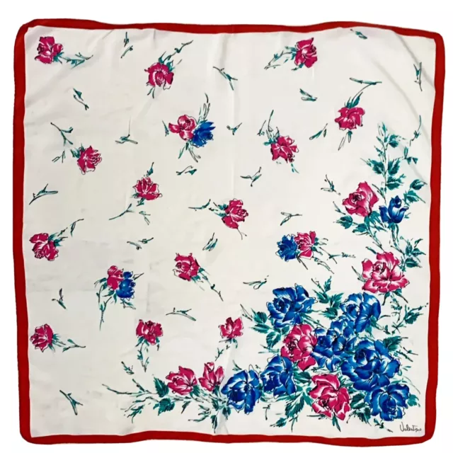 VALENTINO FLORAL RED LARGE silk scarf 32 in #A137