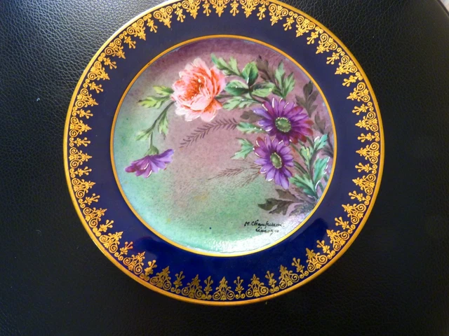 ASSIETTE PORCELAINE de Limoges Bleu de four de Marcel Chaufriasse EUR