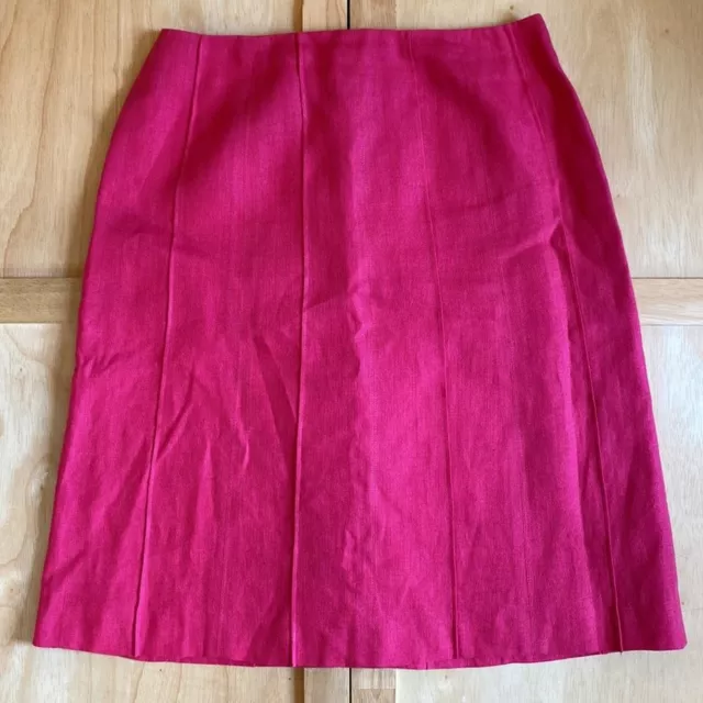 Talbots Irish Linen Hot Pink Women's A-Line Midi Fully Lined Career Skirt SZ6