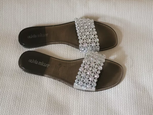 Olivia Miller  Women Sandals Black And Silver Size 8 New New Without Tag 2