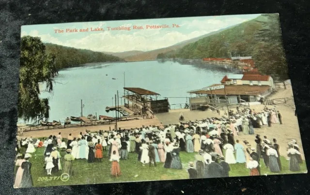 The Park and Lake Tumbling Run Restaurant Ice Cream Pottsville PA c1908 Postcard