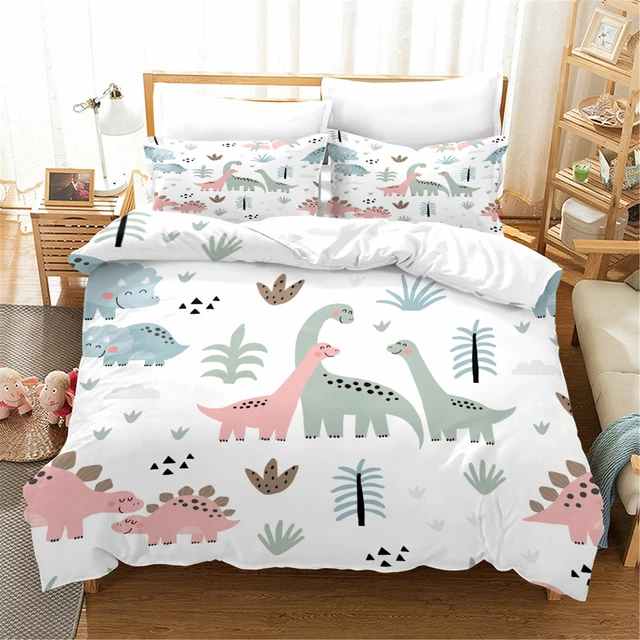 Cartoon Dinosaur Bedding Kids Children Girls Duvet Doona Quilt Cover Pillowcase