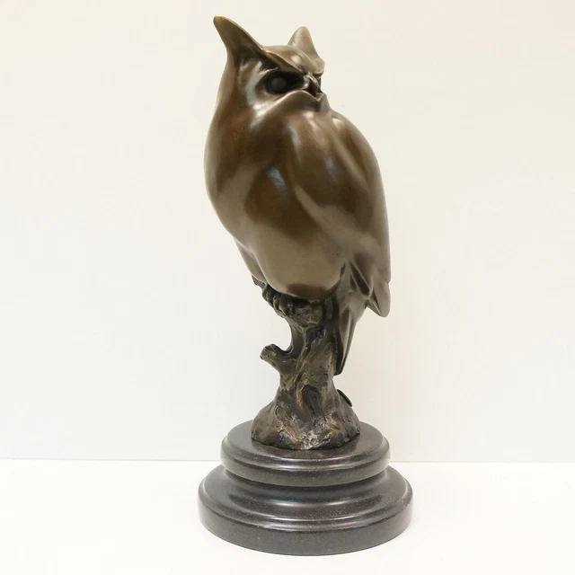 Estatua Búho Búho Pájaro Fauna Art Deco Estilo Art Nouveau Estilo Bronce sólido 3