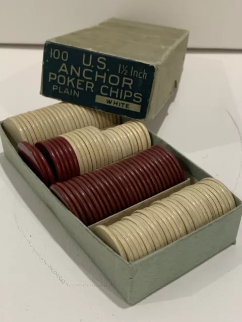 Anchor Poker Chips 113 Burgabdy And Plain Assorted Chips Poker Chips Vintage
