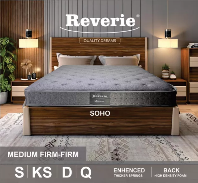 Reverie Mattress Queen Double King Single Bed Size Firm Foam Bonnell Spring 17cm