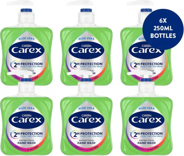 Carex Aloe Vera HAND WASH Pump Soap Liquid Gel Pack 6x250ml