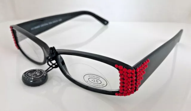 Jimmy Crystal Light Siam Swarovski Crystal Reading Glasses, +2.00 Lens, JCR124