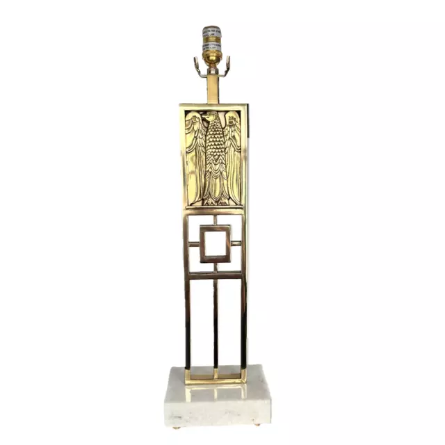 Global Views Table Lamp, Republic, Brass Intricate Eagle w/Marble Base Statuette