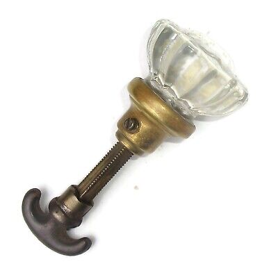 One Antique Vintage 12 Points Glass Door Knob Closet Spindle Reclaimed Salvage