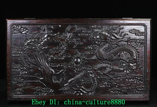 15.7 &VIEUX BOÎTE de conteneur de Feng de dragon de bois de rose EUR 1. ...
