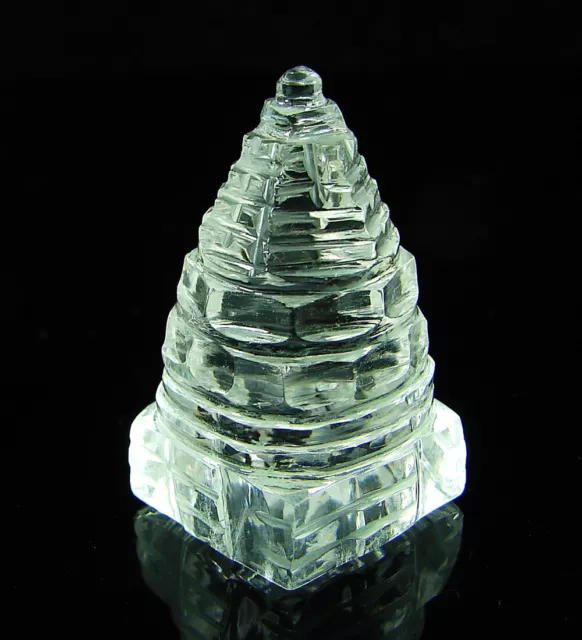 64.45 Ct Natural Clear Quartz Gemstone Carved Sri Shri Yantra Meditation- ZR1080