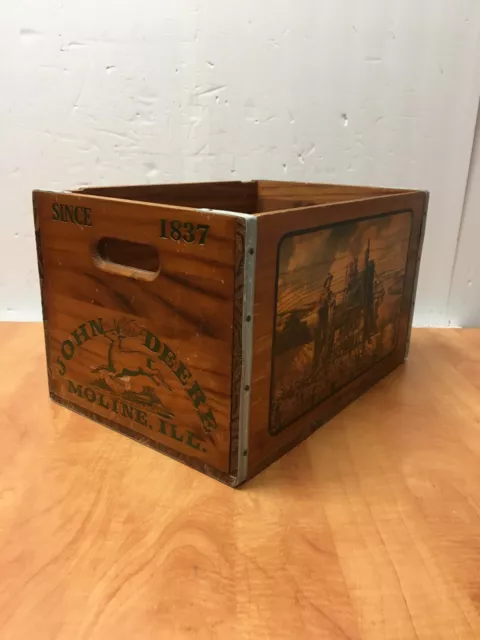 John Deere Since 1837 Wooden Crate Box No Top Made In USA 18" x 12" x 10"