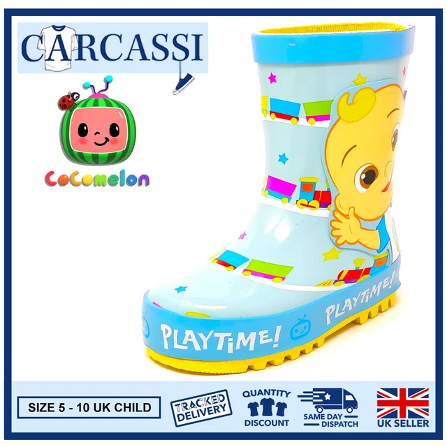 Stivali Wellington blu pioggia Cocomelon Wellies bambini/ragazze taglia 5-10