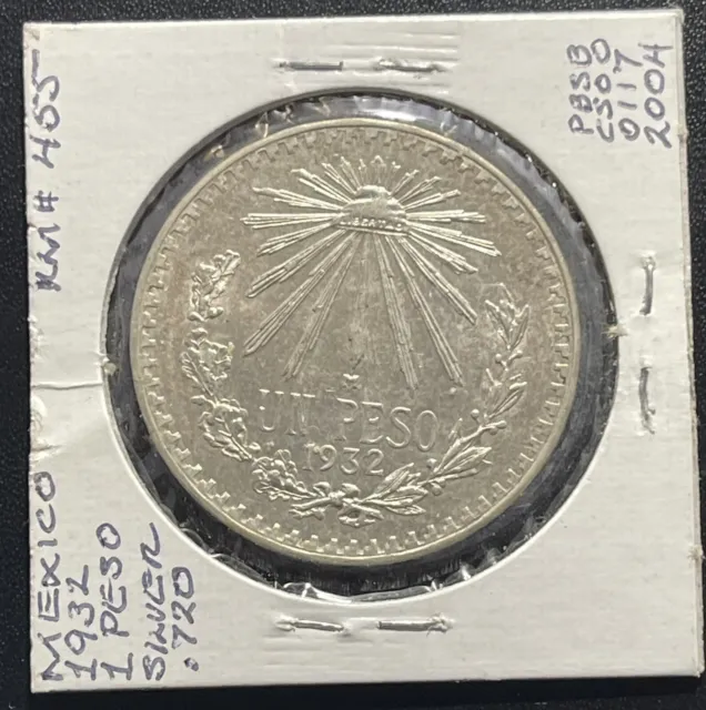 Mexico 1932 Peso Silver Coin with E. Suberbie Engraving/Countermark