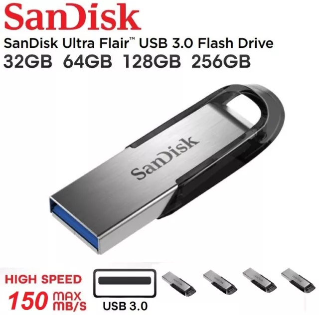 SanDisk Ultra Flair USB 32GB 64GB 128GB 256GB 3.0 Flash Drive Memory Stick Pen