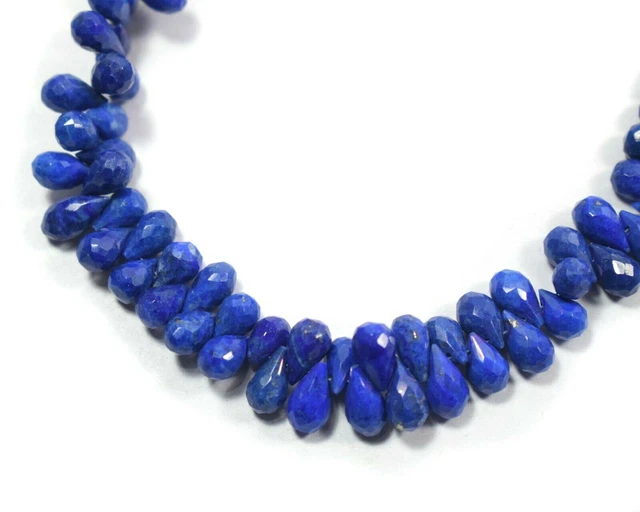AAA Bleu Lapis Lazuli Facettes Percés Côté Perles En Forme De Larme Gemme...