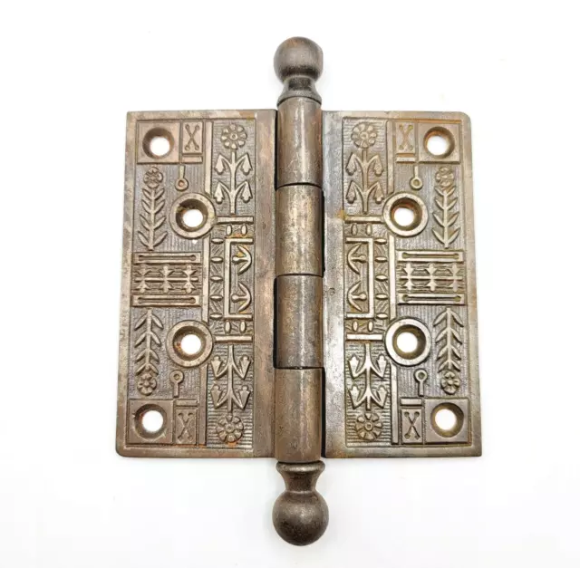 Antique Cast Iron Door Hinge Cannonball SINGLE ONLY 4" x 4" Eastlake Style