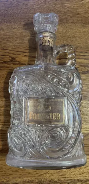 Empty 1950s Old Forester Kentucky Bourbon Whiskey Decanter Bottle with Stopper.