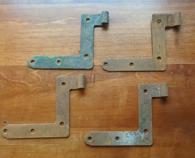 Lot of 4 ANTIQUE CAST IRON VICTORIAN LIFT OFF SHUTTER HINGE Parts hardware Strap