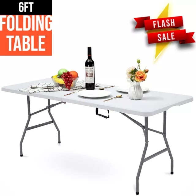 6ft Folding Table Trestle Camping Party Picnic BBQ Stall Garden Indoor Outdoor