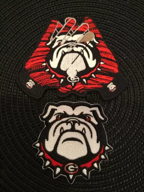 (2) UGA GEORGIA BULLDOGS VINTAGE Embroidered Iron On Patches patch lot