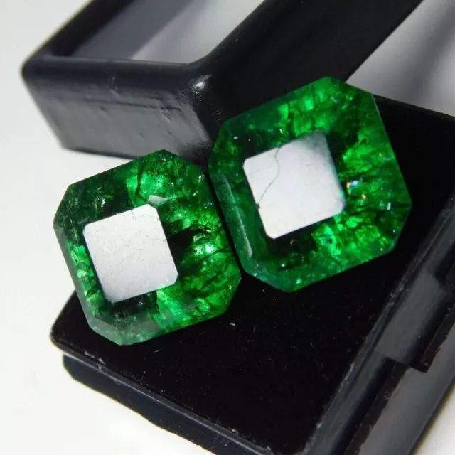 14 Ct Natural Untreated Green Square Colombian Emerald Certified Loose Gemstone